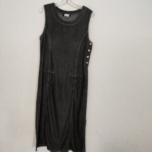 ABK Vintage Women's Maxi Dress Size 10 Gray 100% Tencel Lyocell 90s Style Goth